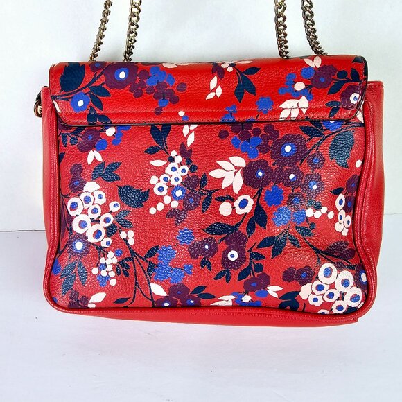 Emma & Sophia Floral Leather Coral Purple Handbag - Picture 6 of 10